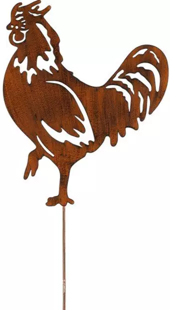 Puutarhakoriste Kukko ruoste 60 cm - Puutarhapatsaat, koristeet - 6410416317229 - 1