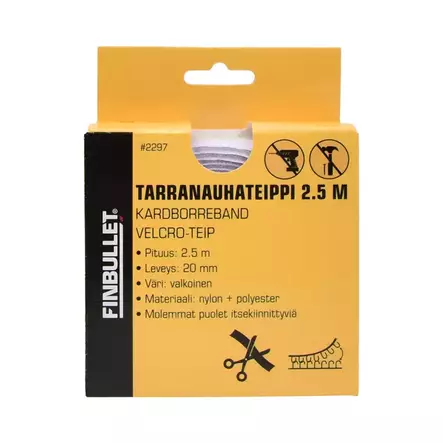 Tarranauhateippi 2.5 m 20 mm valkoinen - Teipit - 6438152022979 - 2