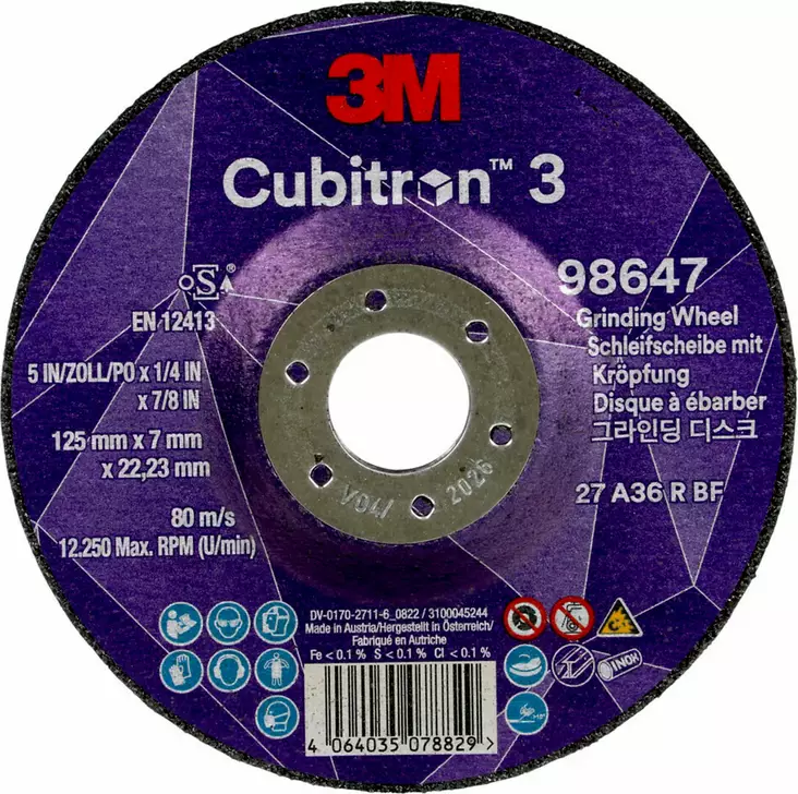 3M Cubitron III hiomalaikka 125x7mm - Hiomatarvikkeet - 4064035078829 - 1
