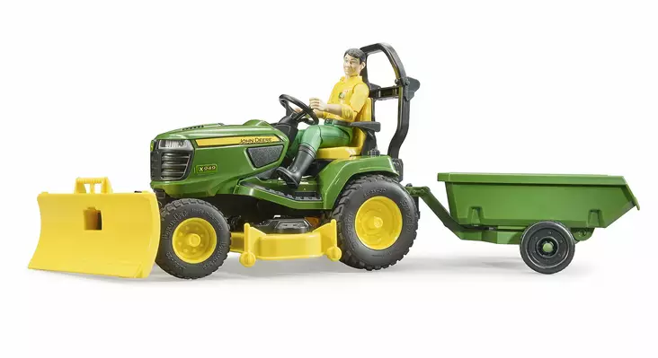 Bruder John Deere -ajoleikkuri perävaunulla ja hahmolla - Bruder työkonelelut - 4001702621049 - 1