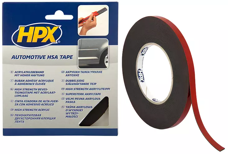 HPX kaksipuolinen voimateippi HSA 9mm x 10m - Teipit - 8711347114269 - 1