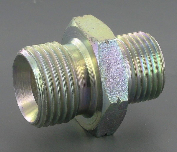 Kaksoisnippa 1/4" BSP x M14 uros/uros - Hydrauliikka - 8719593140889 - 1