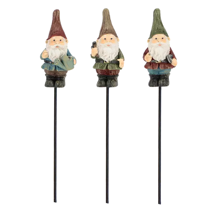 Puutarhatonttu ruukkukoriste tikulla - Puutarhapatsaat, koristeet - 8713968377849 - 1