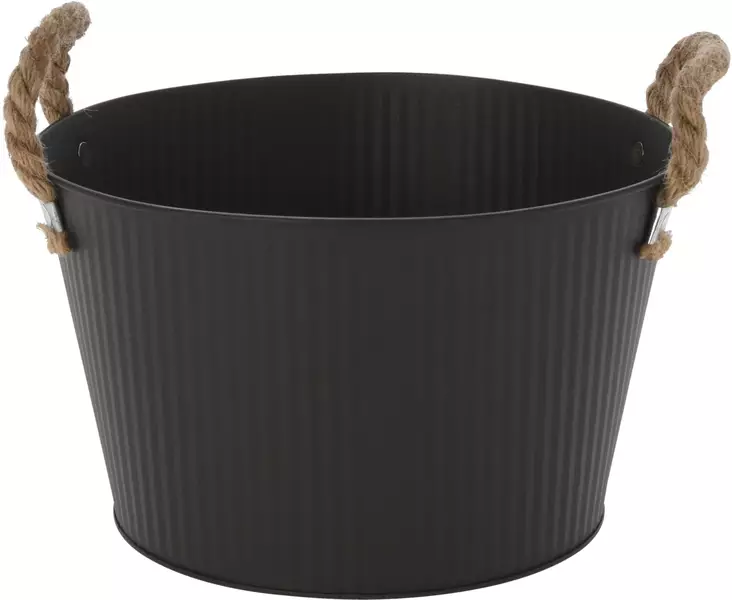 Suojaruukku köysikahvoilla musta 15 cm - Ruukut, vaasit, korit - 8720573183529 - 1