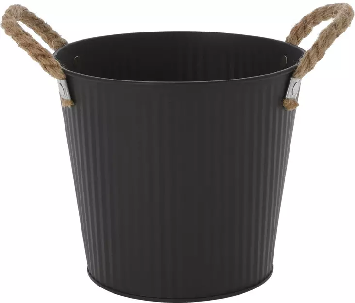 Suojaruukku köysikahvoilla musta 16 cm - Ruukut, vaasit, korit - 8720573183499 - 1