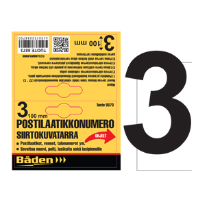 Tarranumero 3 100 mm - Postilaatikot ja numerot - 6438152088739 - 1