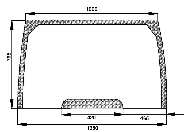 Tuulilasi, ylempi (Case 190034A5) - Ohjaamon lasit - 3660980024129 - 1