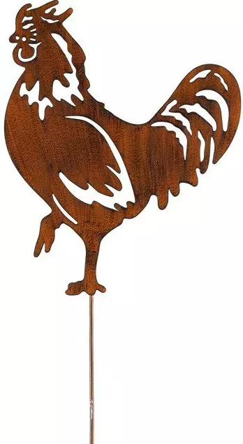 Puutarhakoriste Kukko ruoste 60 cm - Puutarhapatsaat, koristeet - 6410416317229 - 1