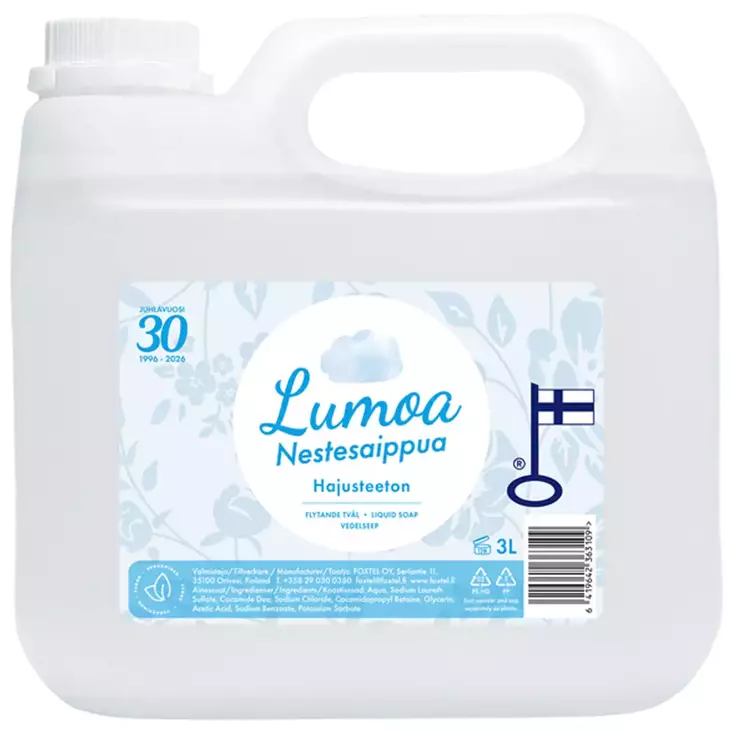 Lumoa nestesaippua hajusteeton 3L - Kosmetiikka - 6419642363109 - 1
