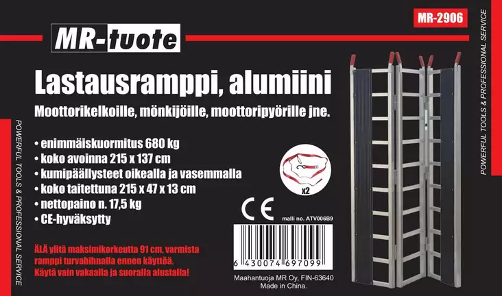 Lastausramppi 215x137 cm 680 kg - Autotarvikkeet - 6430074697099 - 1