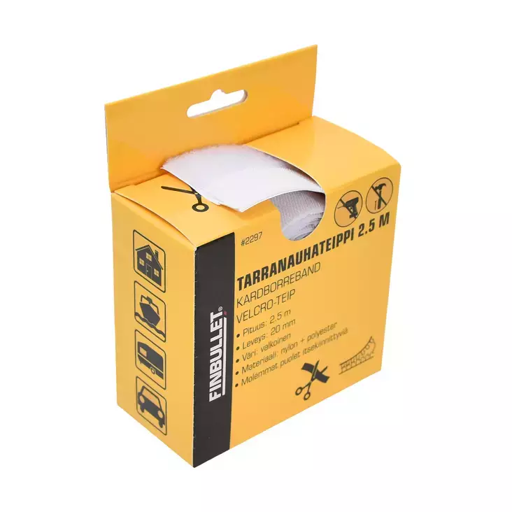 Tarranauhateippi 2.5 m 20 mm valkoinen - Teipit - 6438152022979 - 1