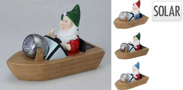 Solar veneilevä puutarhatonttu - Puutarhapatsaat, koristeet - 8720573985079 - 1