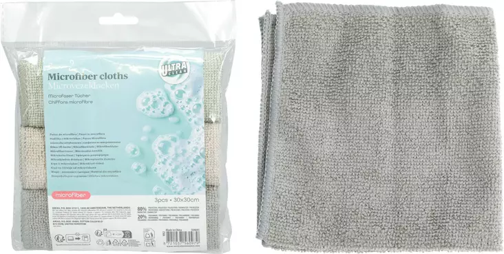 Mikrokuituliina harmaa 3 kpl/pkt - Yleispuhdistus - 8721037560979 - 1