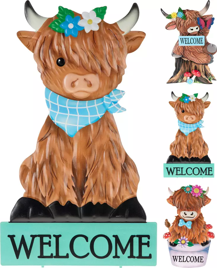 Tervetuloa-kyltti Ylämaankarja 52 cm - Puutarhapatsaat, koristeet - 8721037870849 - 1