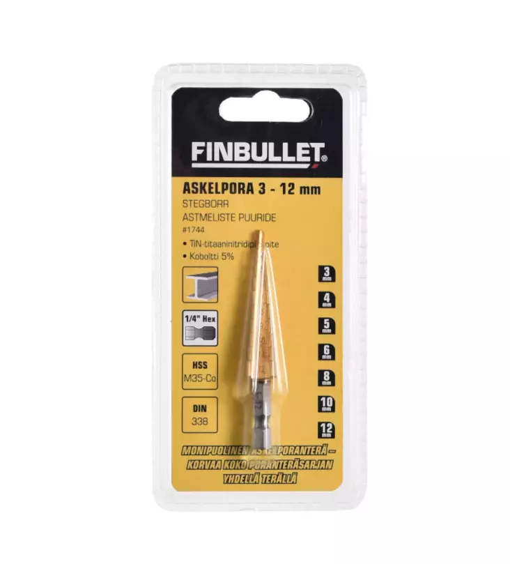 Askelpora 3-12mm HSS M35 Tin - Metalliporanterät - 6438152017449 - 1