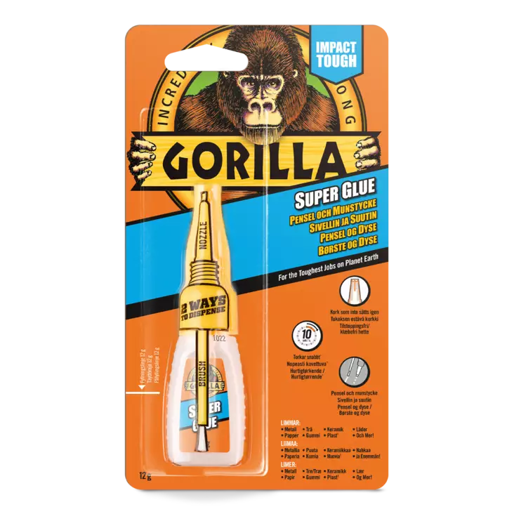 Gorilla Super Glue Brush & Nozzle 12g - Liimat - 5704947004279 - 1