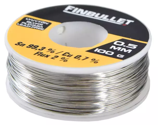 Juotostina lyijytön 0.5 mm 100 g - Muut hitsaustarvikkeet - 6438152049839 - 1