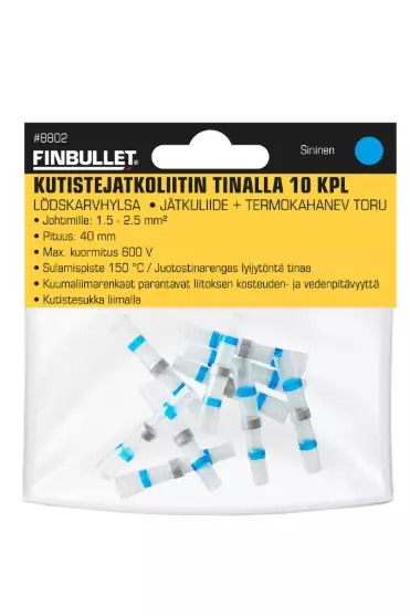 Kutistejatkoliitin tina 10 kpl sininen - Autosähkötarvikkeet - 6438152088029 - 1