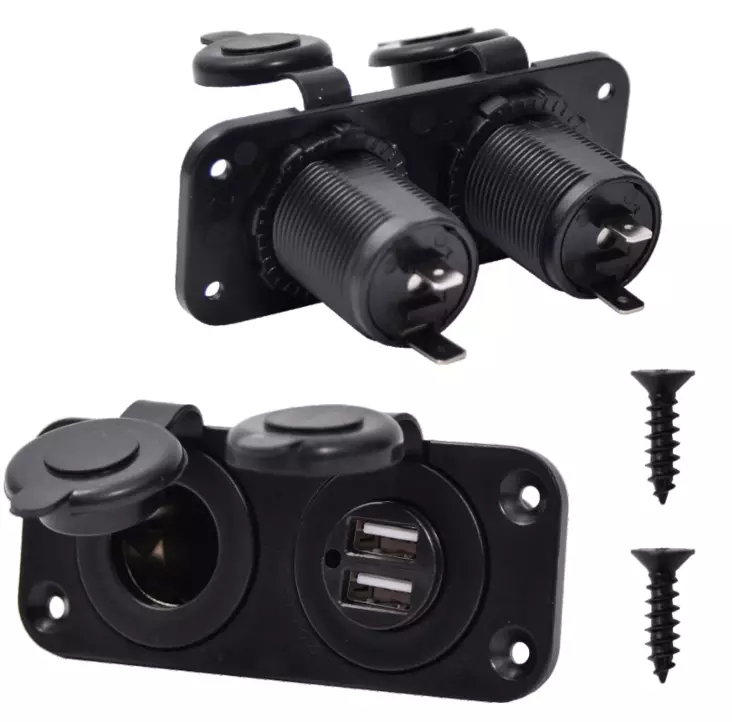 Latausportti 2xUSB tupakansytyttimellä IP44 - Autosähkötarvikkeet - 6438152082829 - 1