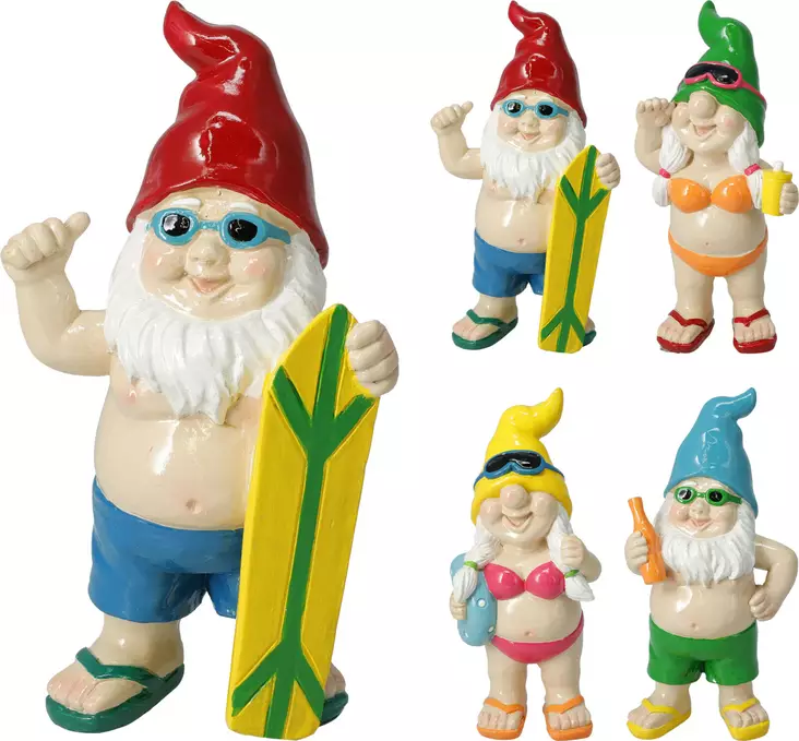 Lomaileva puutarhatonttu 16 cm - Puutarhapatsaat, koristeet - 8721037853019 - 1