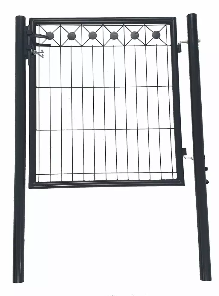 Metallinen puutarhaportti musta, koristeverkolla - Muut aitaustarvikkeet - 6430068432279 - 1