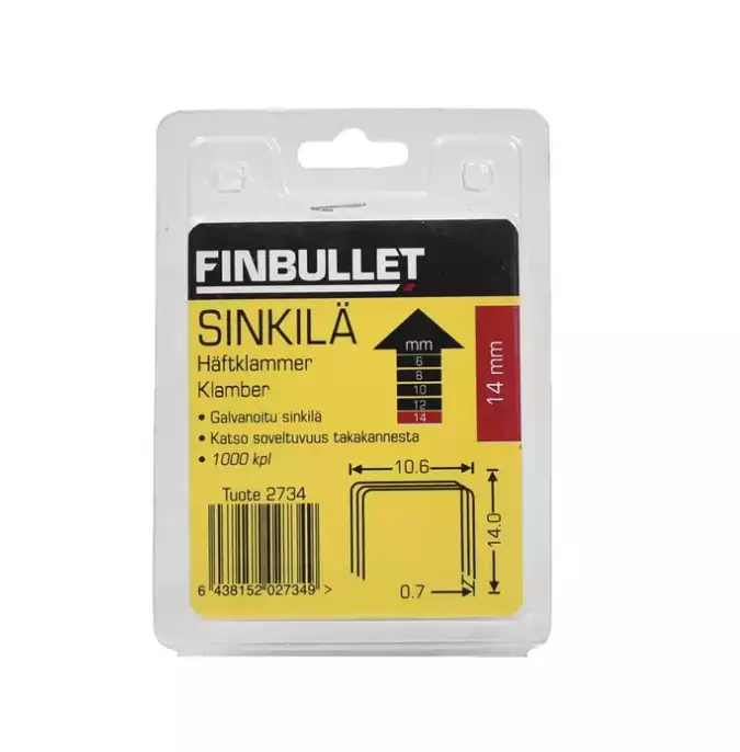 Sinkilä 13-14mm 1000kpl 10.6x0.7x14mm - Nitojat ja niitit - 6438152027349 - 1