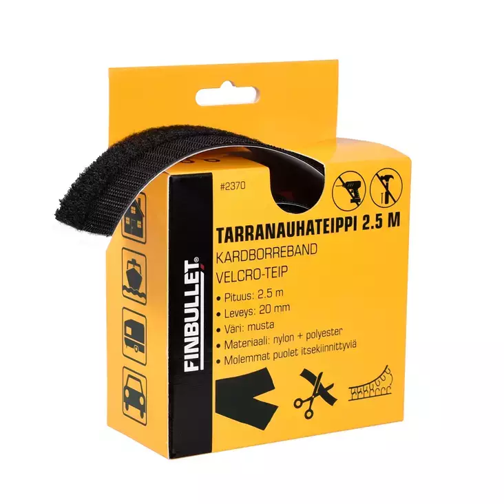 Tarranauhateippi 2.5 m 20 mm Musta - Teipit - 6438152023709 - 1