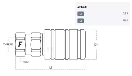 Pikaliitin Push/pull ISO 7241-1A Naaras 1/2" N 3/4"-16 UNF SAE Elim. Faster - Hydrauliikka - 3CPV34UNFF - 2